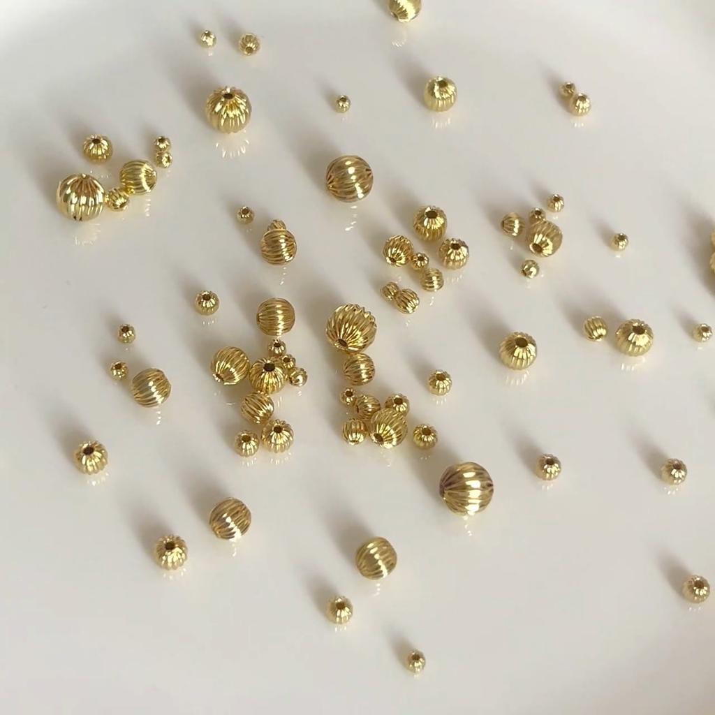 Copper Pumpkin Patterned Lantern Beads For DIY Jewelry Making Craft Accessories