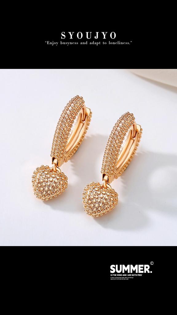 Liebe Herz baumeln Ohrringe für Frauen Kinel Rose Gold Farbe Vintage-Schmuck