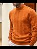 Men'S Sweater Turtleneck Warm Knitted Pullover Cable Knit Sweater Men'S Top Autumn and Winter Commuting Fashion Top Casual Dating Daily