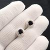 Black Onyx Gemstone 925 Sterling Silver Zircon Stud Earrings0.41" Women Jewelry CZE-8-13