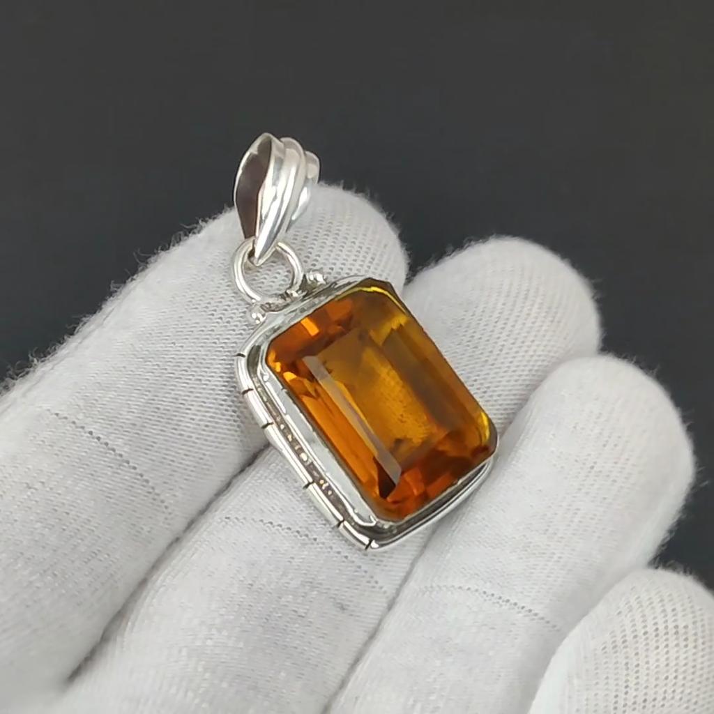 Honey Topaz Handcrafted 925 Sterling SIlver Pendant Small Pendant Honey Topaz Gemstone Silver Pendant For Gifts