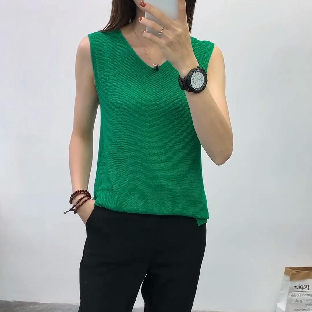 Summer Women Tops Sleeveless Knitted Tank Top Women Pullovers Casual V-Neck Knit Vest Tops for Women Clothes J05