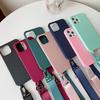 Crossbody Necklace Strap Lanyard Matte Silicone Case For iPhone 15 14 Pro Max 11 12 13 Mini XR X XS 7 8 Plus SE Shockproof Cover