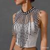 Afrikanisches Schmuckset Bohemian Retro Ethno Handgefertigt Holz Gewebt Perlen Statement Halskette und Ohrringe Damen Party Zubehör