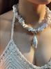 1PCS Fashionable Simple White Crushed Stone Conch Pendant Necklace for Women, Beach Vacation Conch Necklace