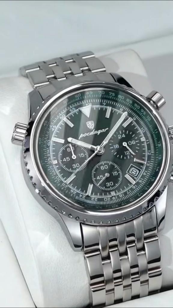 POEDAGAR Casual Man Clock Chronograph Date Waterproof Luminous Quartz Watches Stainless Steel Fashion Wristwatch Reloj