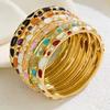 Fashion Enamel Dropped Glaze Flower Texture Closed End Bracelet For Women Retro Gold Copper Metal Bracelet Party Jewelry Gifts