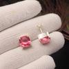 Pink Tourmaline Gemstone 925 Sterling Silver Women Jewelry Handmade Studs Earring 1" For Birthday Gift EE-181-4