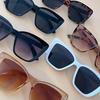 Fashion Street Shooting Cat Eye Sunglasses Photo Props Leopard Square Frame Sun Glasses UV400 Protection Eyewear for Women