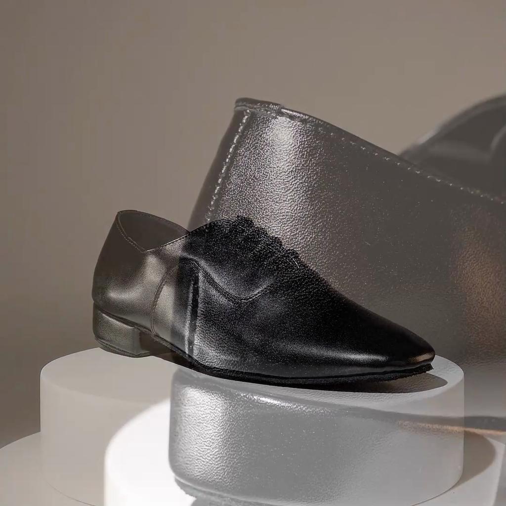 Sapatos de salto baixo 2.5cm de couro preto masculino moderno sapatos de salão de dança tango