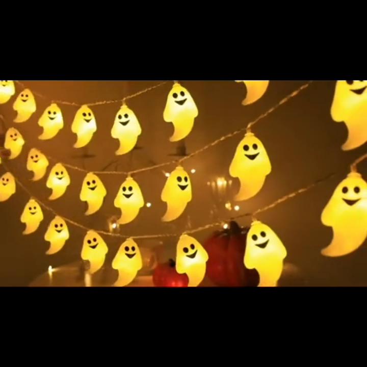 LED Hollow Flat Pumpkin String Lights Powered By Batteries, Suitable for Home Horror Themed Parties, Gardens, Courtyards, Halloween Decorations