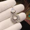 Natural Rainbow Moonstone Gemstone 925 Sterling Silver Oxidize Jewelry Pretty White-Stone Pendant 1.8" For Your Loved Ones CP-45-22