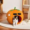 Orange cat bed cute pet cat bed suitable for cats and dogs to keep warm semi-enclosed cat sleeping for all seasons