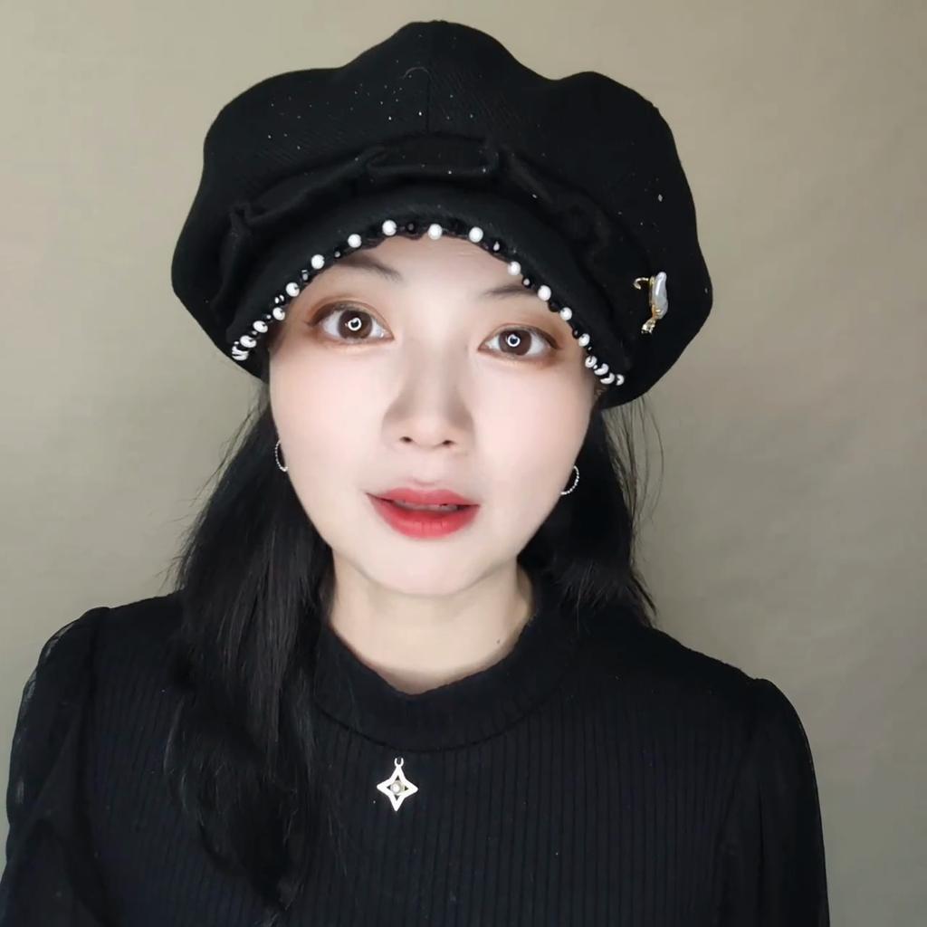 Hats Autumn Winter New Arrivals Bow-Tie Octagonal Caps Ladies' Duckbill Caps Nautical-Style Hats Fashionable Berets