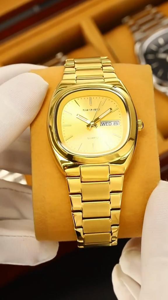 Unisex Quartz Watch SKMEI Stainless Steel Calendar 30M Waterproof 2420