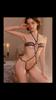 New Sex Underwear Sexy Temptation Lace-up Three-point Underwear Leopard Print Exposed Breasts Backless Neck Onesie Set