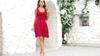 Women's Summer Tank Mini Dress Crew Neck Crochet Hem Flowy Knit Dress
