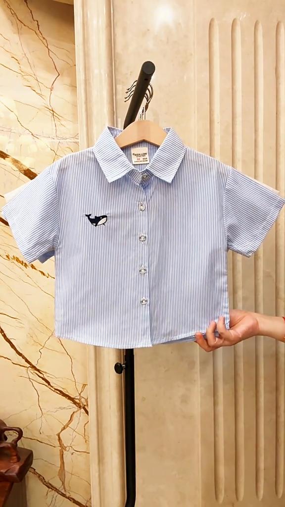 Boys Short Sleeve Shirt Casual Button Down Collared Summer Top Fashion Clothing for Toddler and Kids