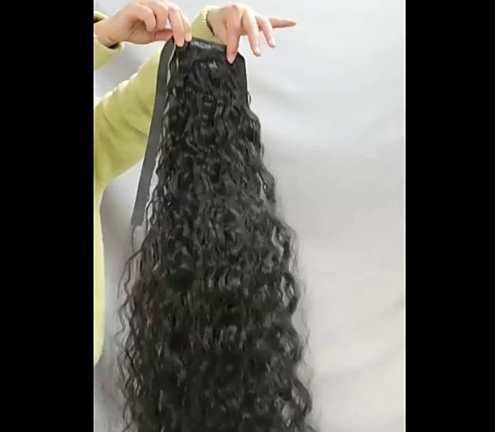 Women's Ponytail Long Wavy Hair Extension Clip In  Pony Tail Wrap Around Black Blonde Synthetic Heat Resistant Fiber LUPU