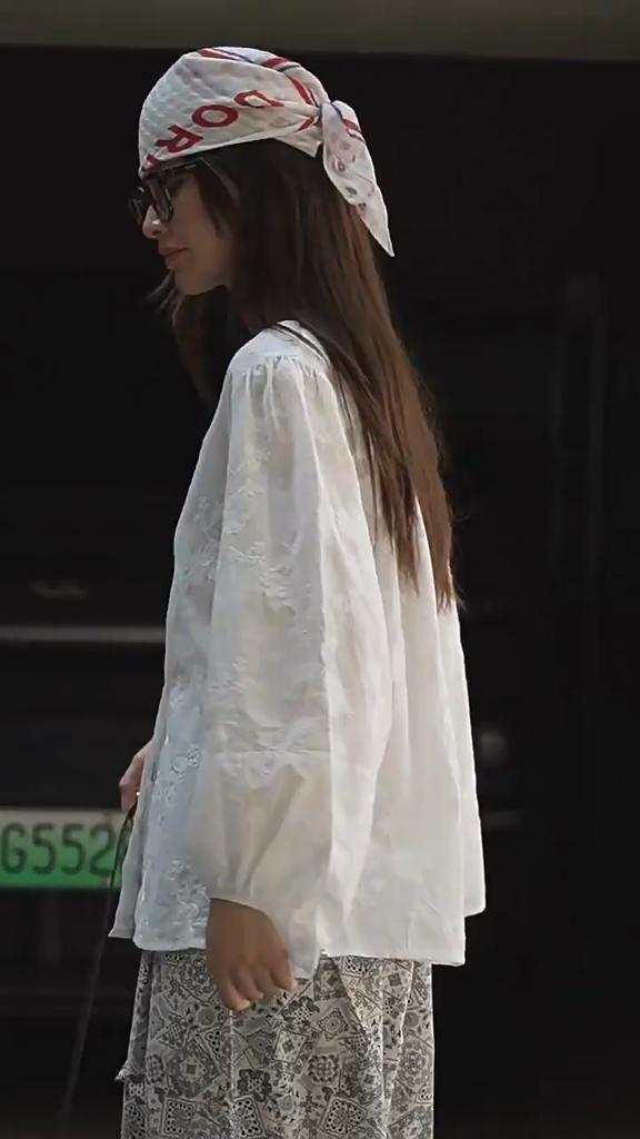 Johnature Summer Korean Embroidered Puff Sleeve Sunscreen Women Shirt Light Breathable Tops