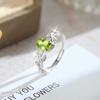 S925 Sterling Silver Natural Crystal Stone Leaf Four-claw Ring Fashion Light Luxury High-end Personality Ring