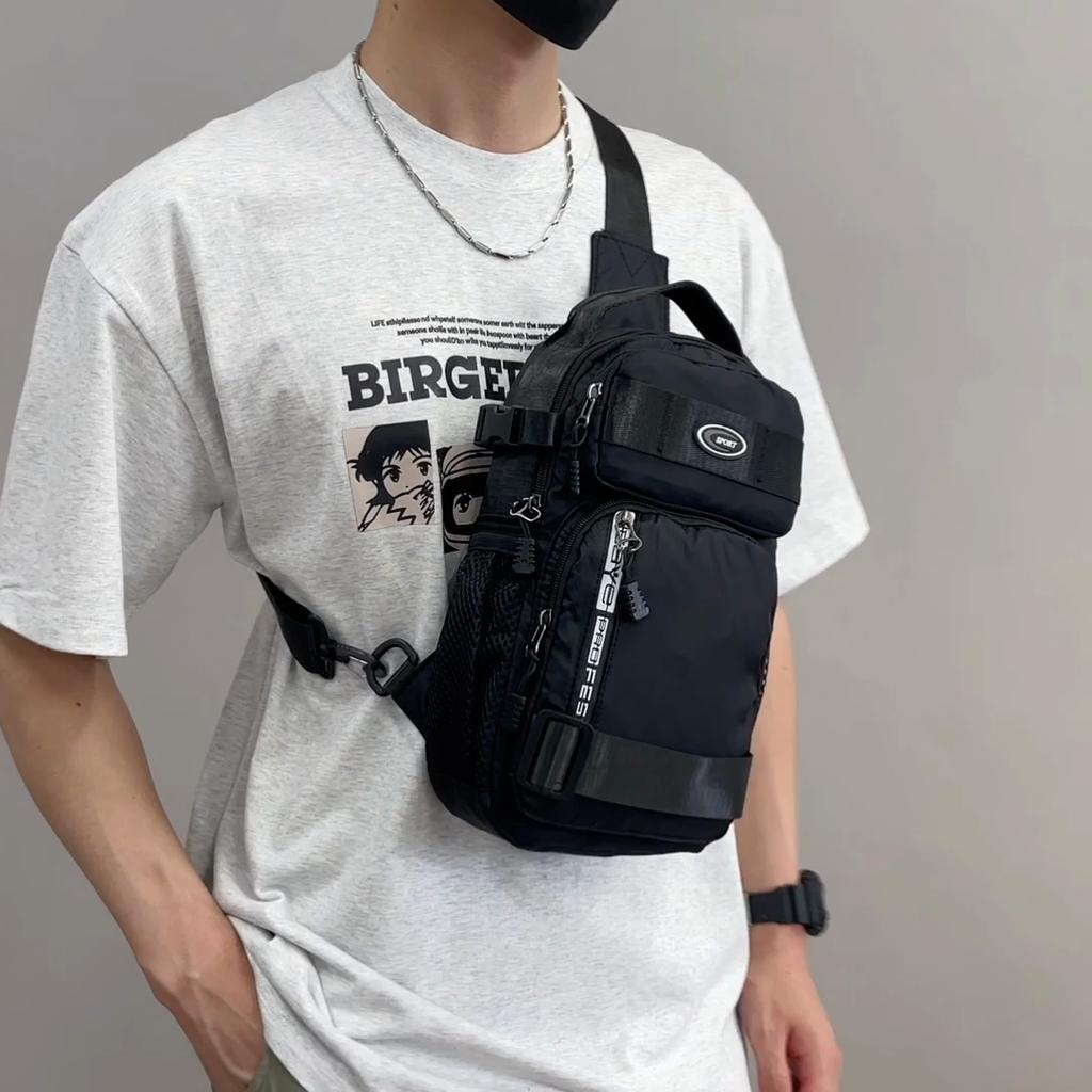 Multifunctional Men's Chest Bag Outdoor Cycling Sports Crossbody Bag Lightweight Shoulder Bag