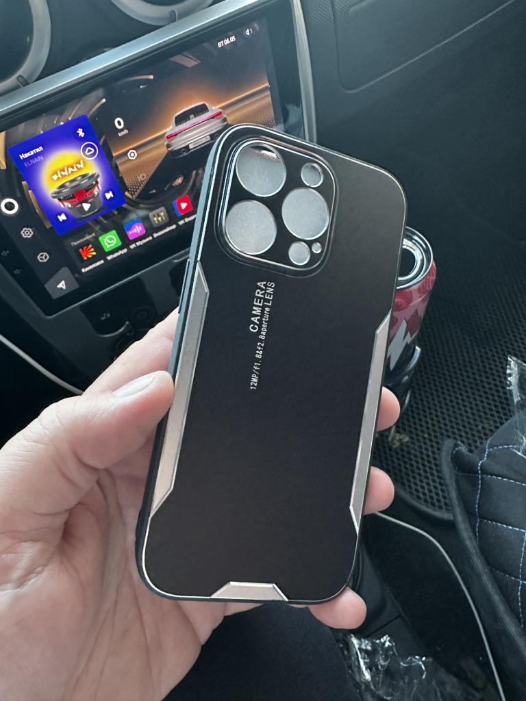 Custodia paraurti in metallo per iPhone 16 Pro Max, custodia sottile con telaio in alluminio [paraurti interno morbido] [protezione dei bordi rialzati] HD pellicola protettiva in vetro temperato per