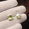Green Amethyst Gemstone 925 Sterling Silver Jewelry Handmade Studs, Light-Weight Earring 1" For Her EE-181-12