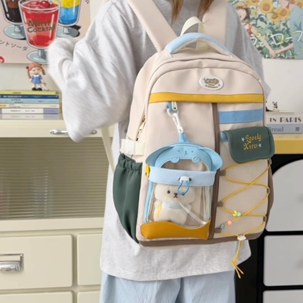 Contrast Color Women's Backpack Large Capacity Student Schoolbag