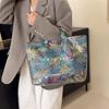 Women's PVC Tote Bag Floral Print Waterproof Fashion Shopping Bag