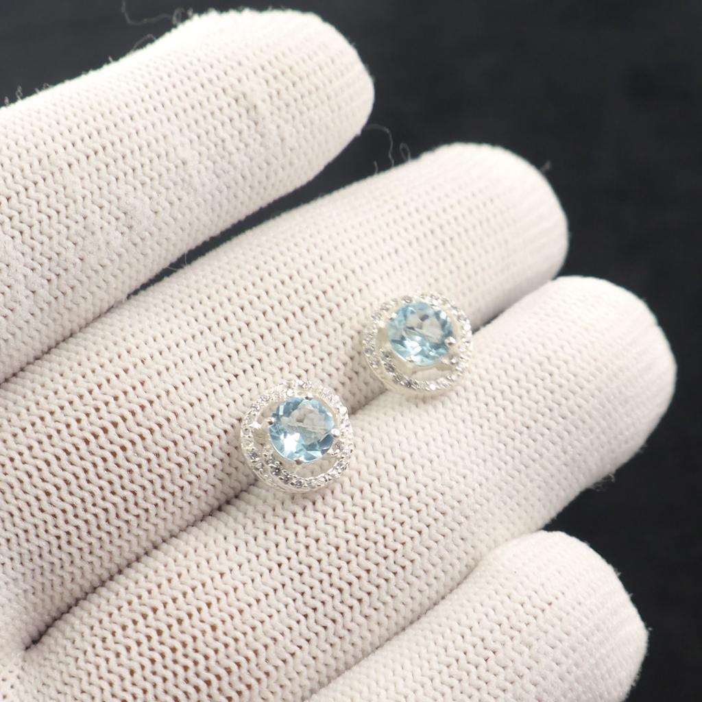 Nebesky modrý topaz drahokam 925 sterlingové stříbro šperky zirkonové pecky pro ženy dárek CZE-8-5