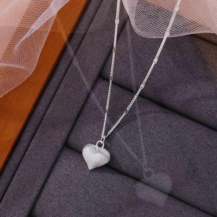 925 Silver Heart Necklace Women Simple and Stylish Light Luxury Pendant Jewelry Gift