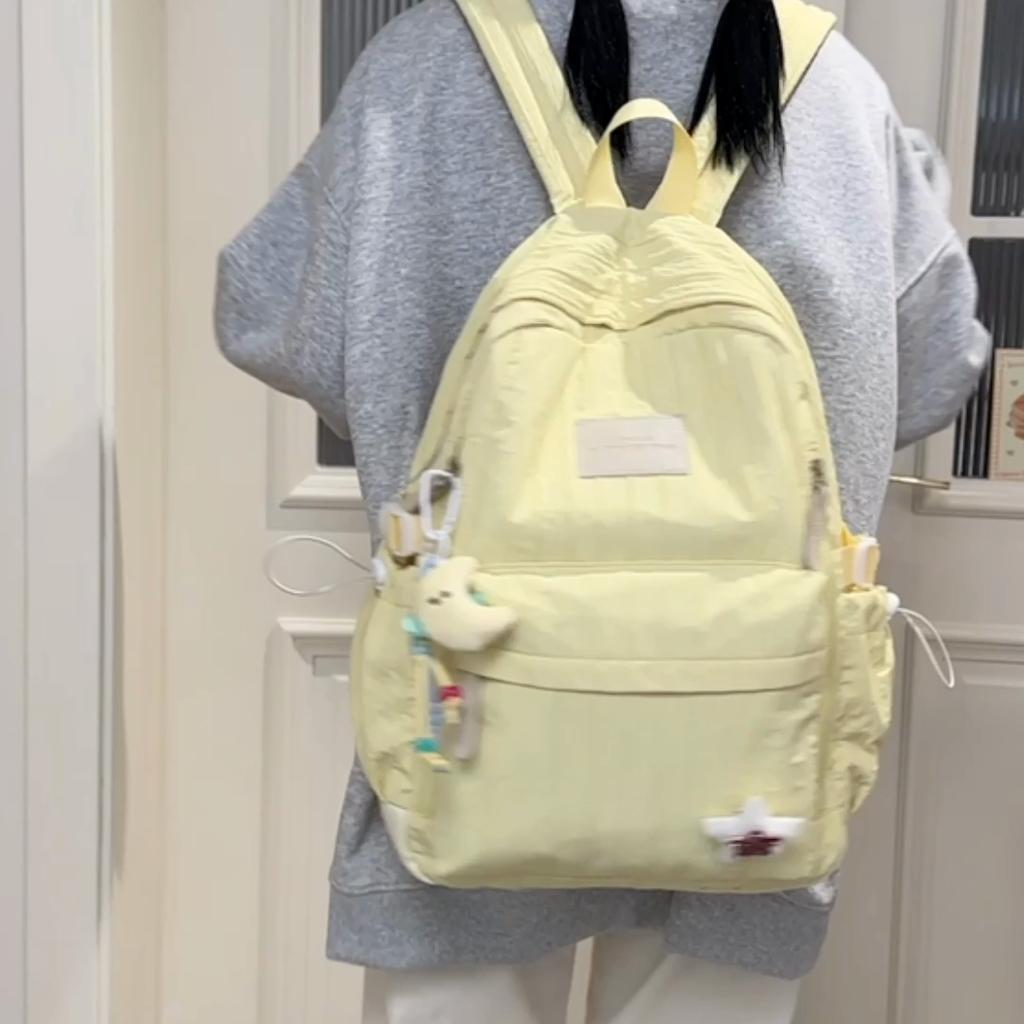 Junior High School Student Backpack Large Capacity Schoolbag Lightweight Women's Solid Color Backpack