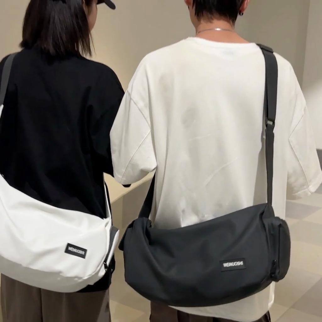 Nylon Women's Shoulder Bag Large Capacity Men Crossbody Bag Solid Color Messenger Bag