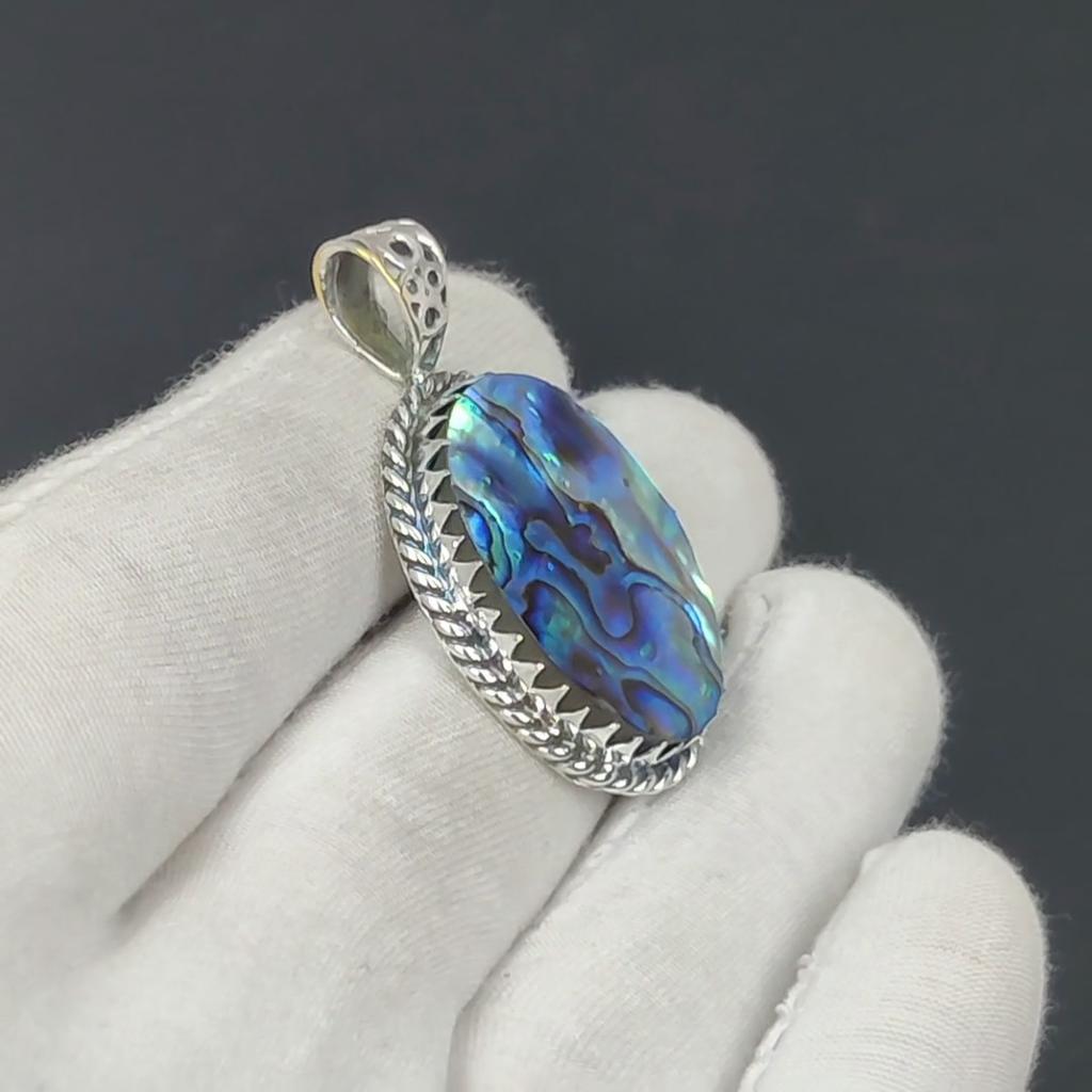 Abalone Shell Pendant, Abalone Shell Gemstone Handmade 925 Sterling Silver Jewelry Pendant For Women's Gifts, Gemstone Jewelry For Her