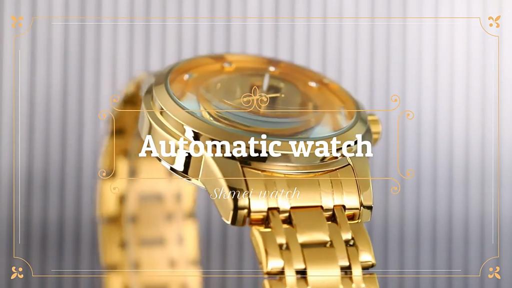 Fashion Hollowed-out Transparent Bottom Automatic Movement Waterproof Steel Belt Business Mechanical Watch Men