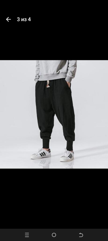 Hwayslon, pantaloni larghi da donna in lino a gamba larga, stile casual, patchwork elastico in vita Harem Pants M - XXL - Nero - XX-Large