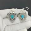 Natürliche Türkis Edelstein Ohrringe, 925 Sterling Silber Ohrringe, Handgemachte Boho Silber Schmuck Ohrhänger, Verlobungsgeschenk