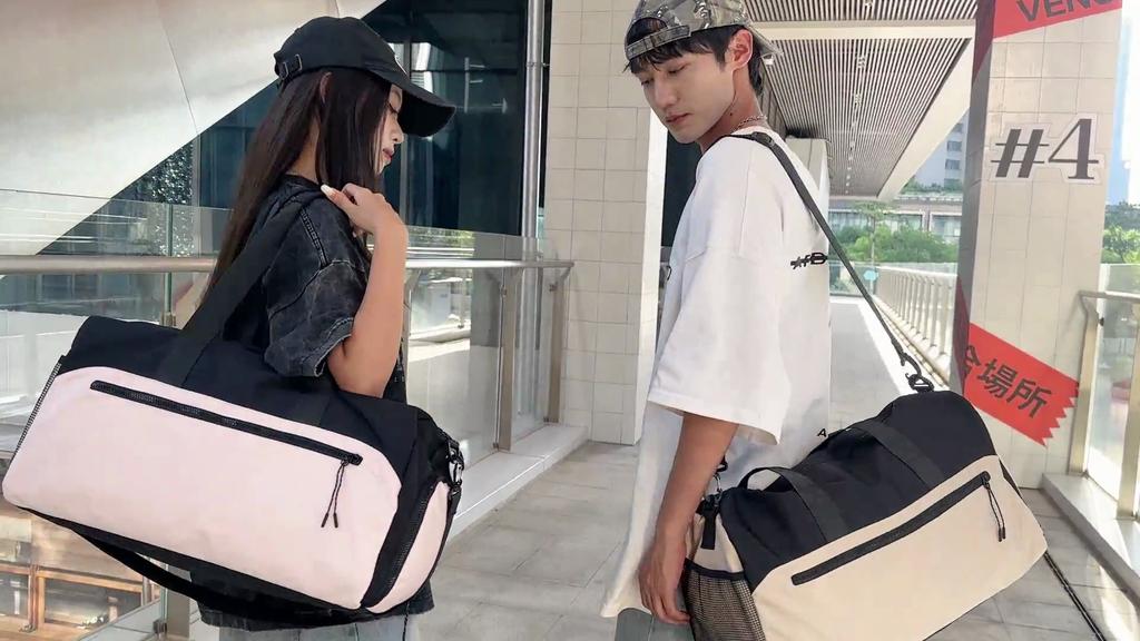 Travel Bag Large Capacity Solid Color Storage Shoulder Bag Fitness Lightweight Duffel Bag
