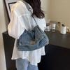 Retro Casual Denim Bag Women's 2024 New High-end Chain Shoulder Bag Large-capacity Commuter Tote Bag