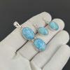 Amazing Larimar Pendant Set, Larimar Gemstone Handmade 925 Sterling Silver Earring Pendant Set For Women Pendant Wadding Gift