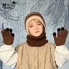 3Pcs Children Winter Hat Neck Warmer Gloves Set Fleece Lining Kids Beanie Scarf Suit Outdoor Child Cap for Girls Boys 4-10Y