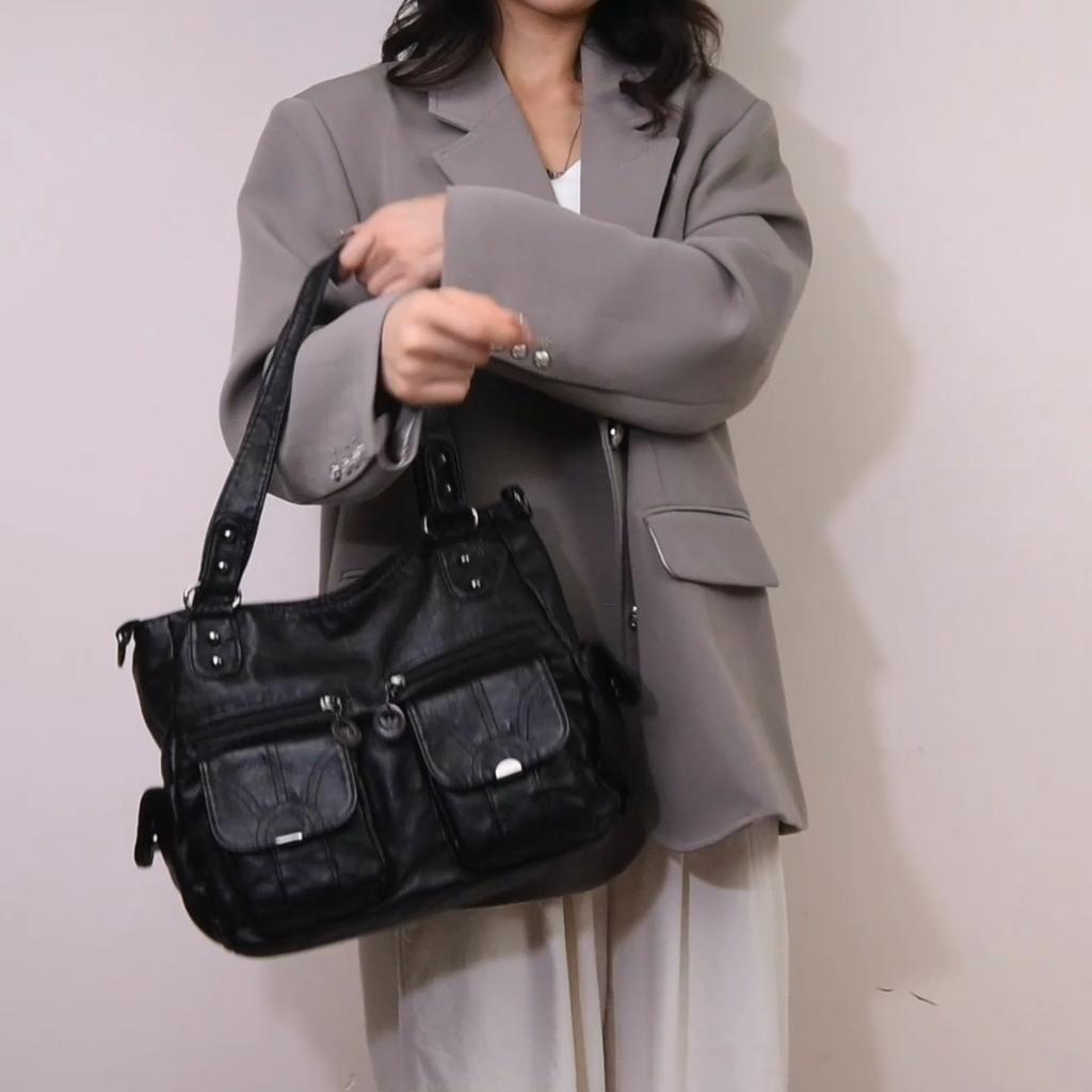 Designer Women Soft Leather Shopping Handbags Luxury Female Shoulder Crossbody Bag Ladies Casual Totes Shopper Messenger Bags