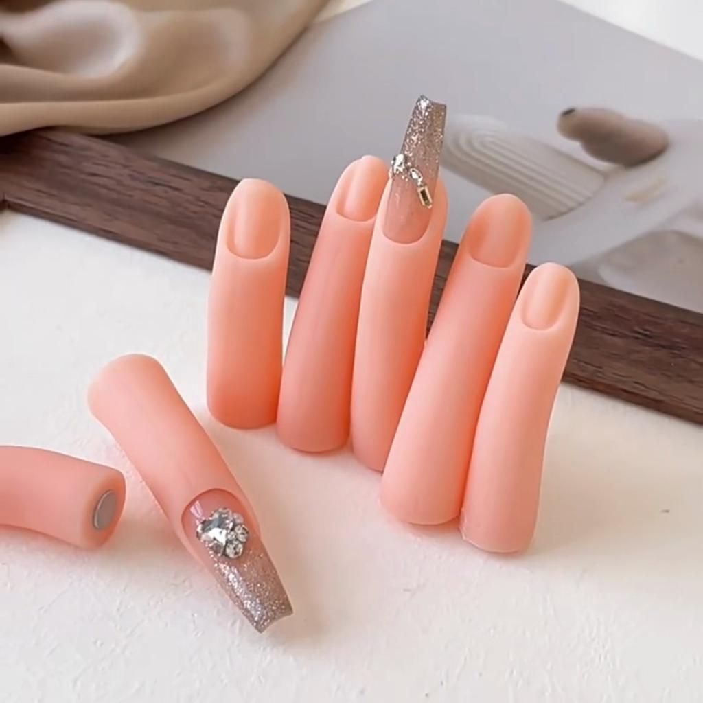 5Pcs Silicone Nail Art Practice False Fingers Set Manicure Training Tool