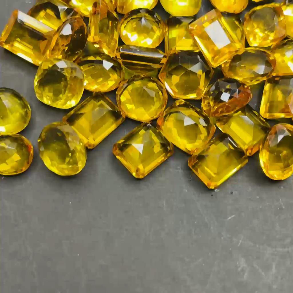 Mix Shape 50 Ct Natural Yellow Citrine CERTIFIED Loose Gemstone Lot Free Gift Topaz44