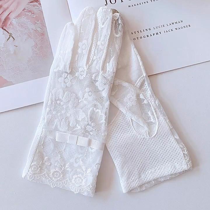 Women’s Lace UV Protection Gloves, Thin Breathable Summer Gloves, Anti-Slip Elegant Gloves for Wedding Party Dance Performance Driving