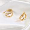 Titanium steel 18k gold with drill earrings, foreign trade stainless steel double ring full drill earrings direct sales