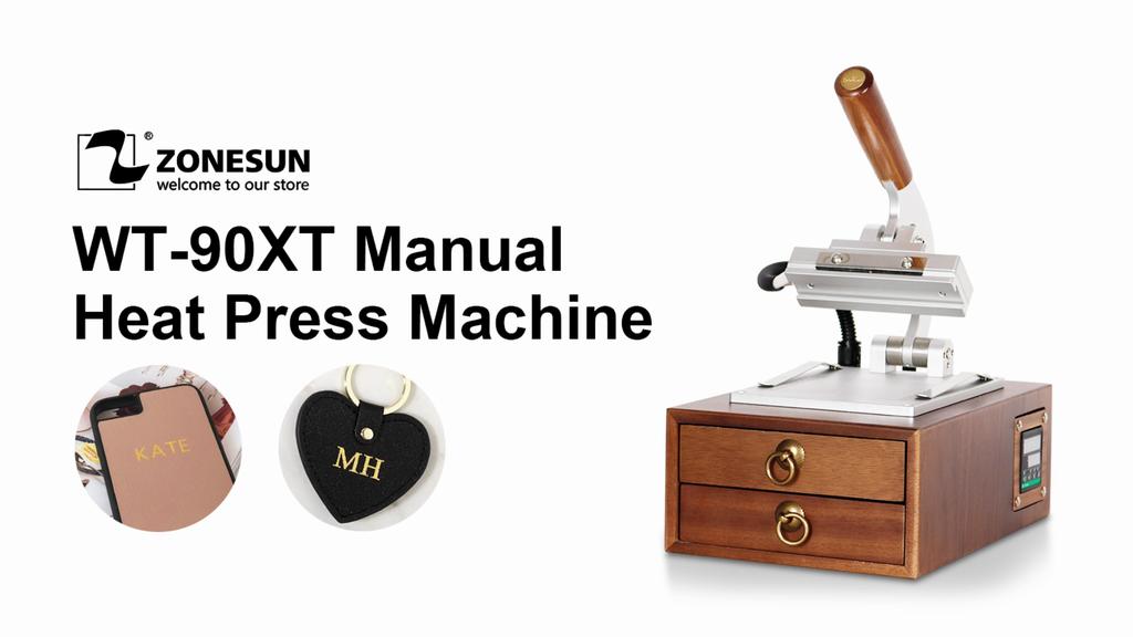 ZONESUN WT-90XT Wooden stamp Digital PVC Card Book Leather Paper Wood Custom Logo Embossing Hot Foil Stamping Machine