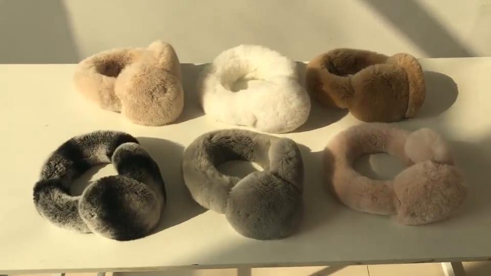 Real Fur Earmuffs Winter Russian Women Warm Genuine Rex Rabbit Fur Earmuff Fashion Girls Lovely Natural Fur Earflaps