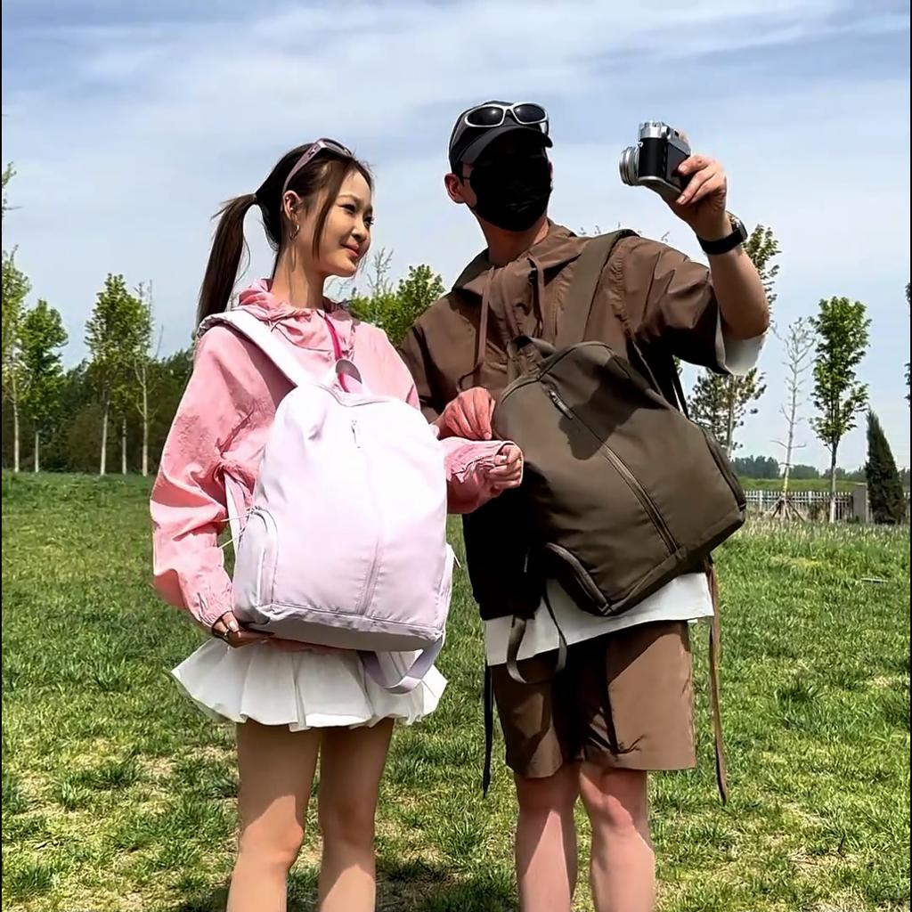 Nylon Backpack Solid Color Large Capacity Backpack